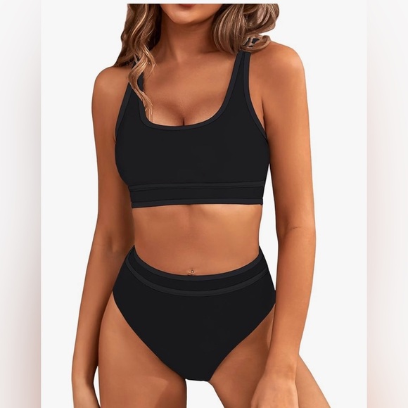 Bmjl Other - NWT BMJL Black Sporty High Waisted Bikini Two-Piece Cheeky High Cut Size L
